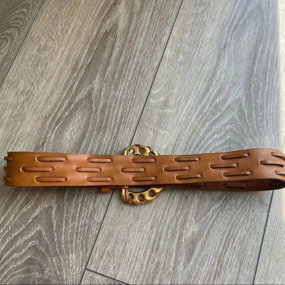 Vintage Handmade Woven Braided Perforated Leather Belt - Picture 4 of 15